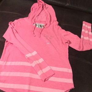 PINK VICTORIAS SECRET HOODED SHIRT